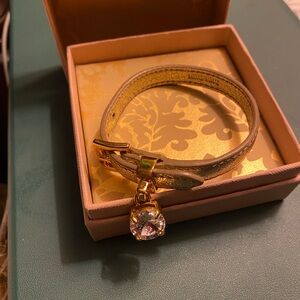 MIU MIU Elegant Gold Bracelet with Crystal Charm. Excellent condition with box.